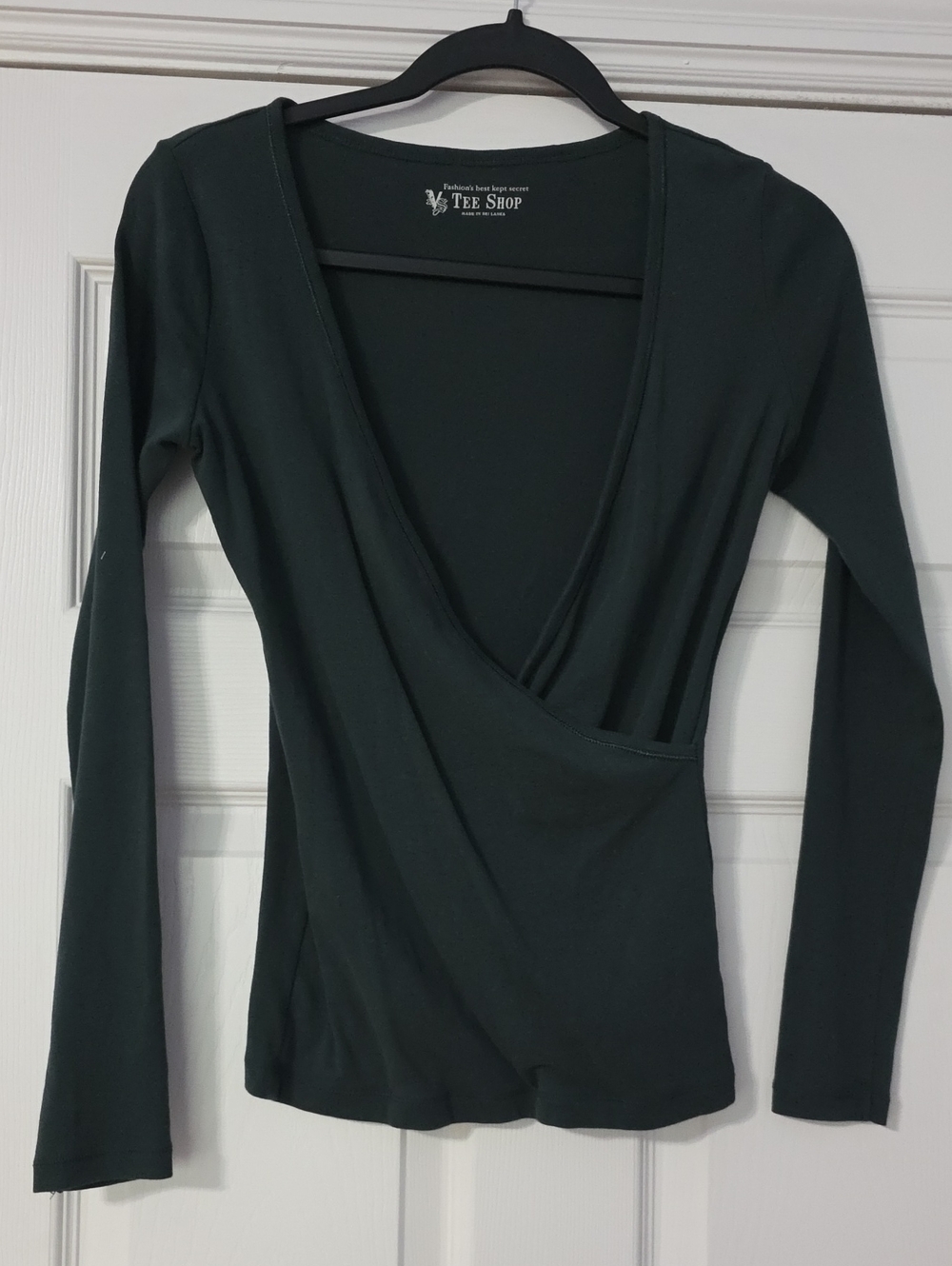 Victoria's Secret Dark Green Wrap-Style Long Sleeve Tee